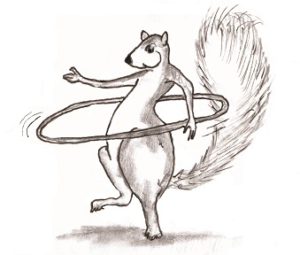 Squirrel with hula hoop